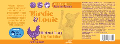 Show full view: Birdie & Louie Chicken & Turkey Flavored Canned Pate Dog Food, 13-oz, case of 12 slide 3 of 5
