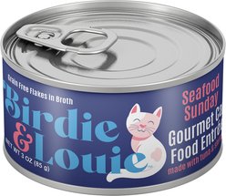 Birdie & Louie Seafood Sunday Tuna Flakes in Broth with Shrimp Wet Cat Food, 3-oz, case of 12