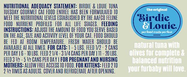 Birdie & Louie Tuna & Olives Flavored Chunks in Gravy Canned Cat Food, 3-oz, case of 12