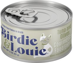 Birdie & Louie Tuna & Olives, Tuna Flakes in Broth Wet Cat Food, 3-oz, case of 12