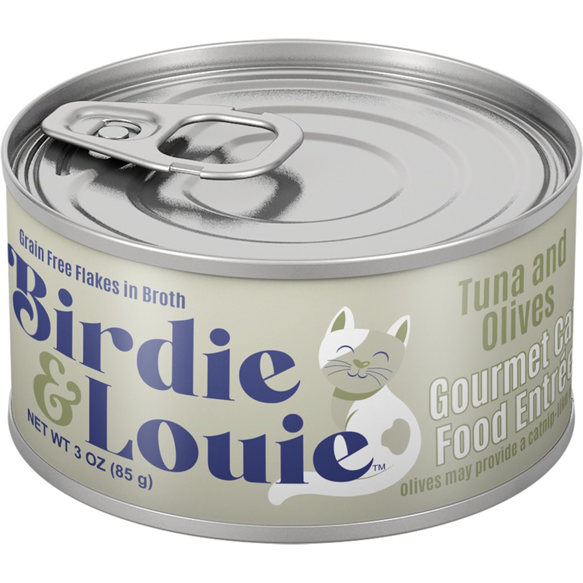 Birdie & Louie Tuna & Olives, Tuna Flakes in Broth Wet Cat Food, 3-oz, case of 12