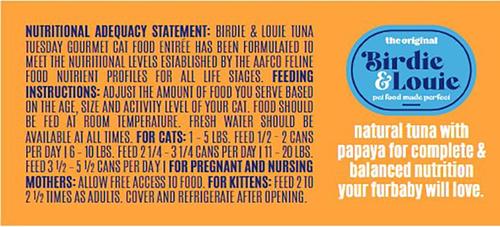 Show full view: Birdie & Louie Tuna & Papaya Flavored Chunks in Gravy Canned Cat Food, 3-oz, case of 12 slide 4 of 7