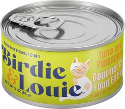 Birdie & Louie Tuna & Pineapple, Tuna Flakes in Broth Wet Cat Food, 3-oz, case of 12