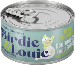 Birdie & Louie Tuna Tuesday, Tuna Flakes in Broth Canned Cat Food, 3-oz, case of 12