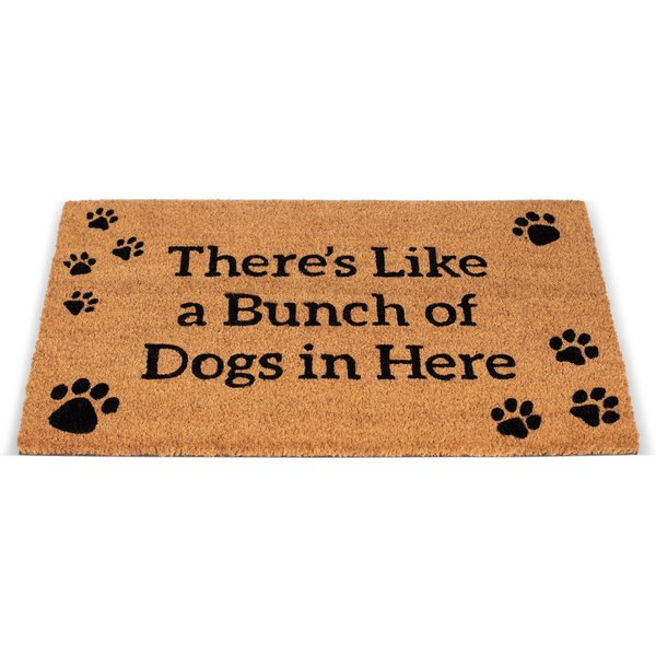 Huntley Pet Cat Print Natural Coir Doormat, Anti-Slip Backing, Tan, 17 x 30-in