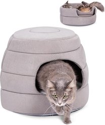 BirdRock Home Cozy 2 in 1 Plush Cat & Dog Bed, Grey, 15-in