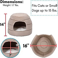 BirdRock Home Cozy 2 in 1 Plush Cat & Dog Bed, Tan, 16-in slide 2 of 4