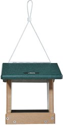 Birds Choice Recycled Plastic Hanging Hopper 2-Sided Bird Feeder, Taupe/Green, Small, 8.75-in