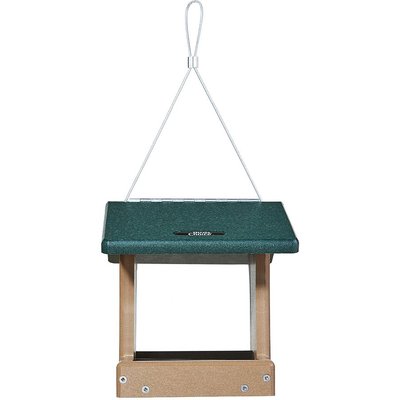 Birds Choice Birds Choice Recycled Plastic Hanging Hopper 2-Sided Bird Feeder, Taupe/Green, Small, 8.75-in