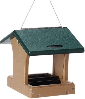 Show full view: Birds Choice Recycled Plastic Hanging Hopper 2-Sided Bird Feeder, Taupe/Green, Small, 8.75-in slide 4 of 11