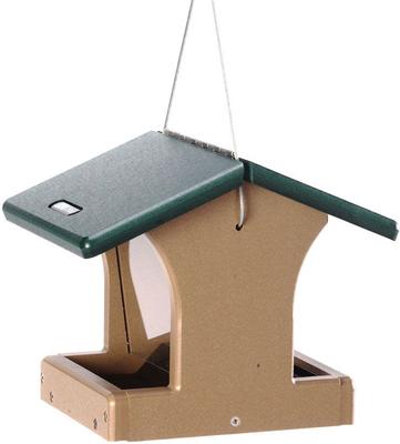 Show full view: Birds Choice Recycled Plastic Hanging Hopper 2-Sided Bird Feeder, Taupe/Green, Small, 8.75-in slide 5 of 11