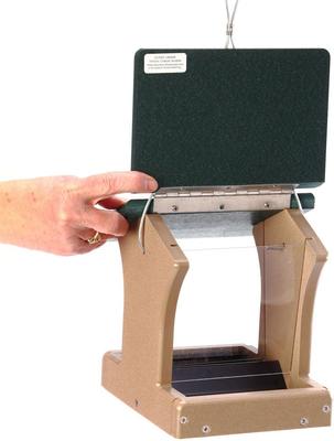 Show full view: Birds Choice Recycled Plastic Hanging Hopper 2-Sided Bird Feeder, Taupe/Green, Small, 8.75-in slide 6 of 11