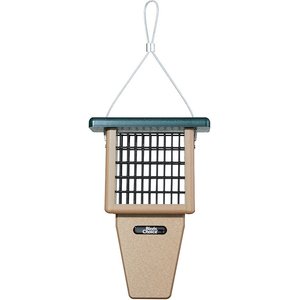 Birds Choice Single Cake Tail Prop Suet Feeder, Taupe/Green, 12-in