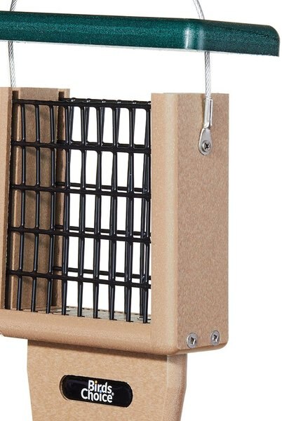 Birds Choice Single Cake Tail Prop Suet Feeder, Taupe Green, 12-in