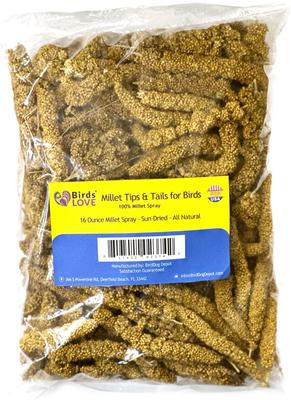 Show full view: Birds LOVE Economy & Thin Special Tips & Tails Spray Millet Bird Treats, 2.5 to 5-in, 1-lb bag slide 1 of 9
