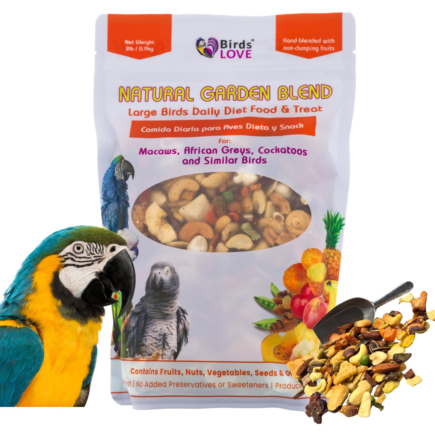 Birds LOVE Natural Garden Blend Large Parrot Bird Food, 2-lb bag