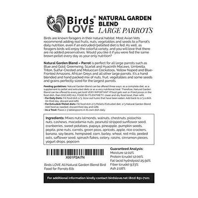 Show full view: Birds LOVE Natural Garden Blend Large Parrot Bird Food, 6-lb bag slide 6 of 7