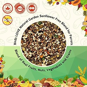 Birds LOVE Natural Garden Blend Sunflower-Free Conure Bird Food, 2-lb bag