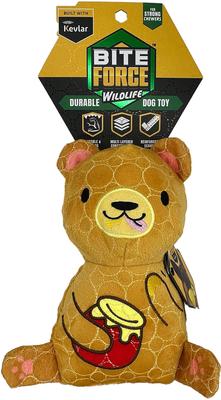 Show full view: Bite Force Built with Kevlar Tough Plush Bear Dog toy, Brown slide 4 of 5