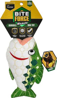 Show full view: Bite Force Built with Kevlar Tough Plush Diamond Bass Dog Toy, Green slide 5 of 6