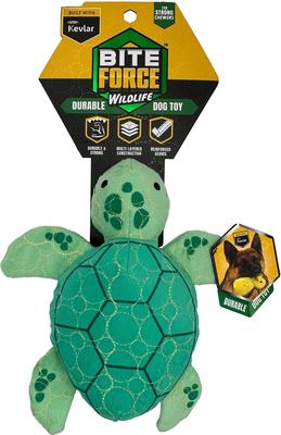Show full view: Bite Force Built with Kevlar Tough Plush Turtle Dog Toy, Green slide 3 of 4