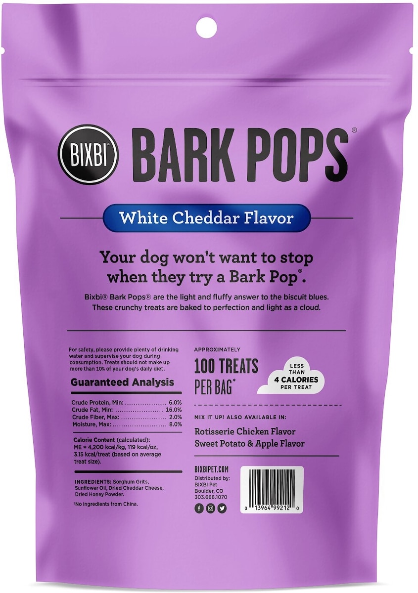 BIXBI Bark Pops Chicken-Free White Cheddar Flavor Light Crunchy