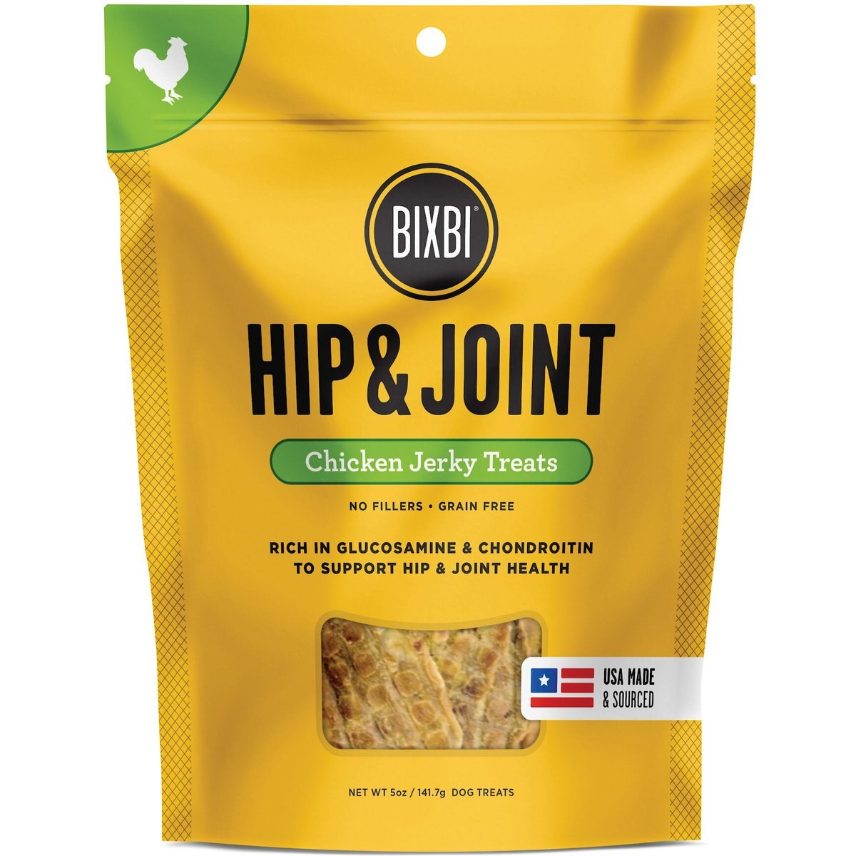 BIXBI Hip & Joint Chicken Jerky Dog Treats, 5-oz bag