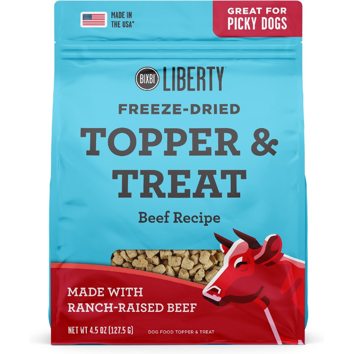 BIXBI Liberty Beef Recipe Freeze-Dried Dog Topper & Treat, 4.5-oz bag