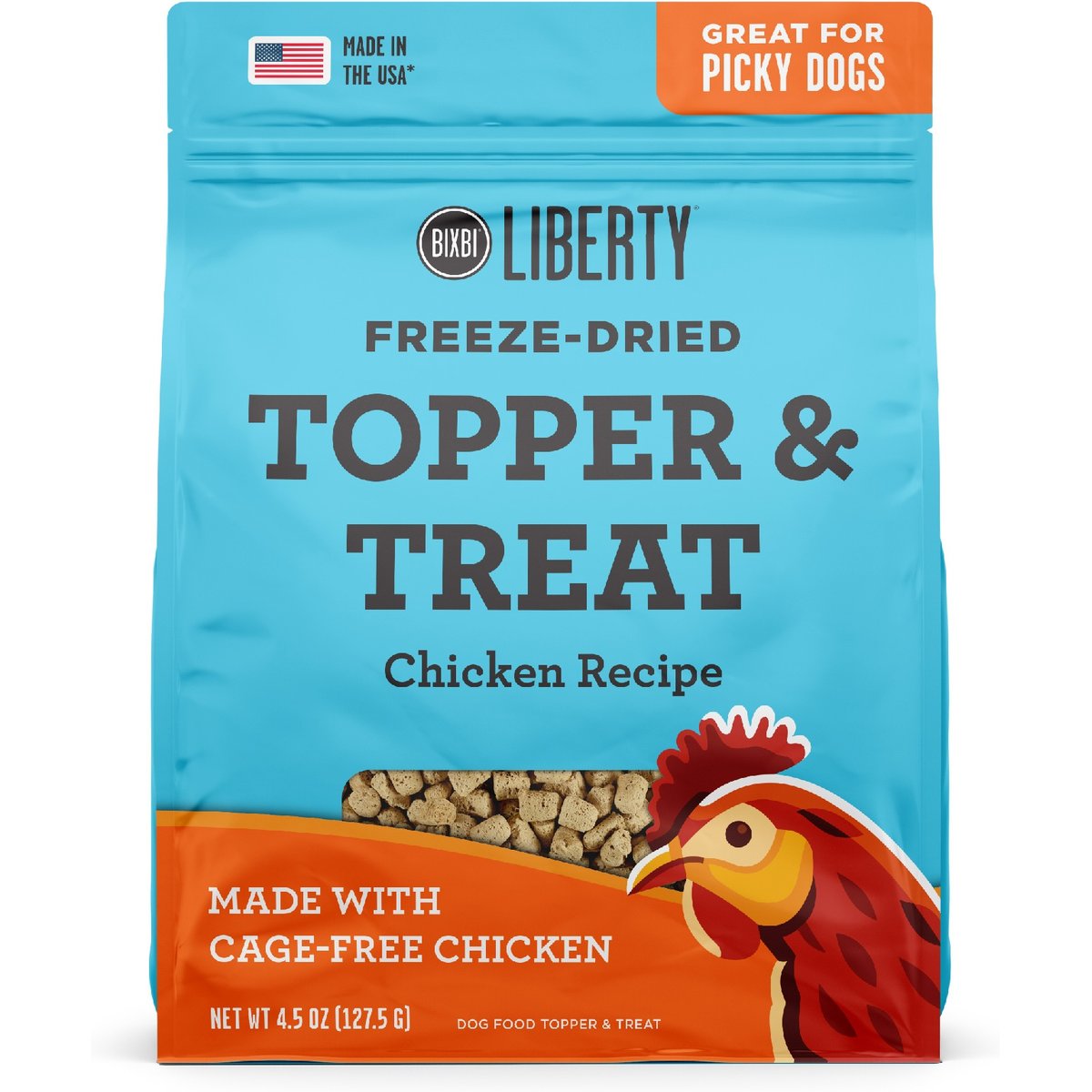 BIXBI Liberty Chicken Recipe Freeze-Dried Dog Topper & Treat, 4.5-oz bag