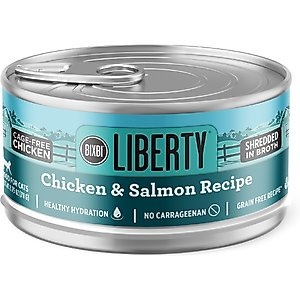 BIXBI Liberty Chicken & Salmon Recipe in Broth Grain-Free Wet Cat Food, 2.75-oz can, case of 24