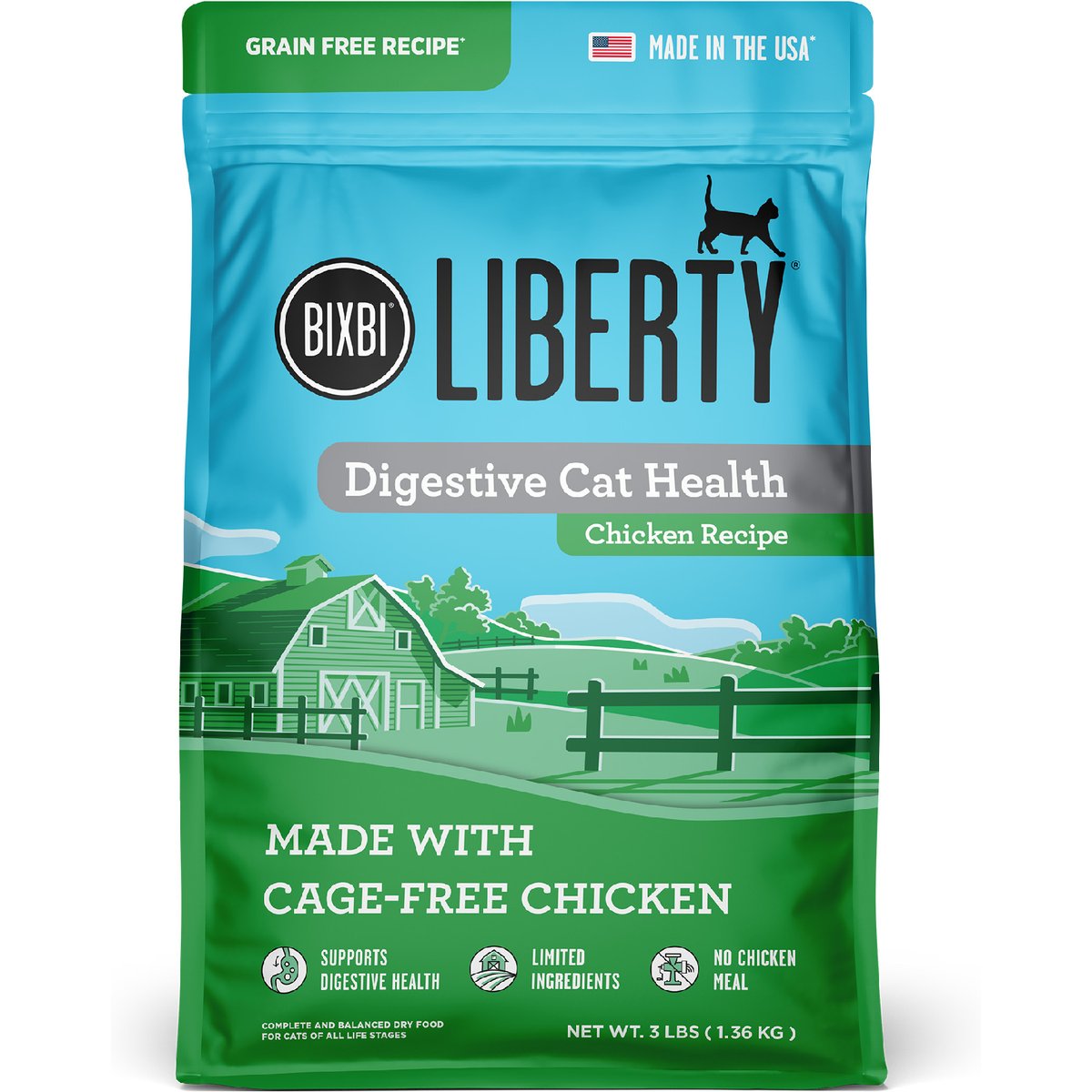 BIXBI Liberty Digestive Health Chicken Recipe Grain-Free Dry Cat Food, 3-lb bag