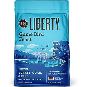 BIXBI Liberty Game Bird Feast Fresh Turkey, Quail & Duck Dry Dog Food, 4-lb bag