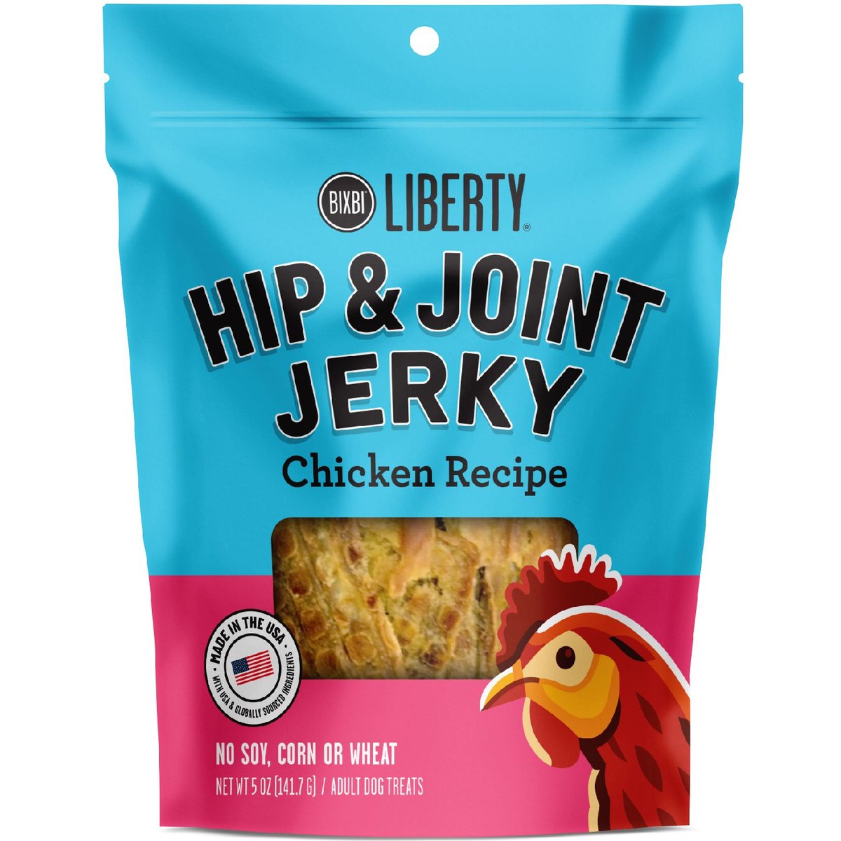 BIXBI Liberty Hip & Joint Chicken Jerky Grain-Free Dog Treats, 5-oz bag