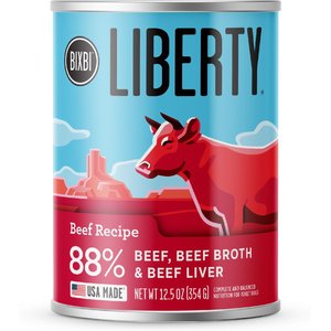 BIXBI Liberty Limited Ingredient Beef Recipe Canned Dog Food, 12.5-oz can, case of 12