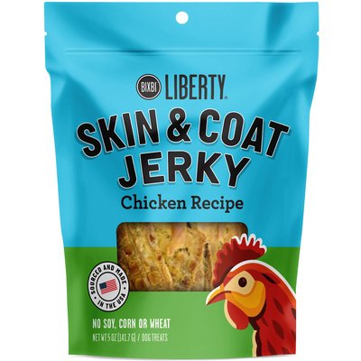BIXBI BIXBI Liberty Skin & Coat Chicken Grain-Free Jerky Dog Treats, 5-oz bag