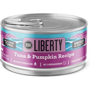 BIXBI Liberty Tuna & Pumpkin Recipe in Broth Grain-Free Wet Cat Food, 2.75-oz can, case of 24