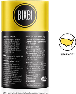 Show full view: BIXBI Organic Pet Superfood Joints Daily Dog & Cat Supplement, 2.12-oz jar slide 3 of 9