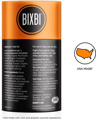Show full view: BIXBI Organic Pet Superfood Skin & Coat Daily Dog & Cat Supplement, 2.12-oz jar slide 3 of 9