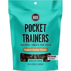 BIXBI Pocket Trainers Peanut Butter Flavor Grain-Free Dog Treats, 6-oz bag