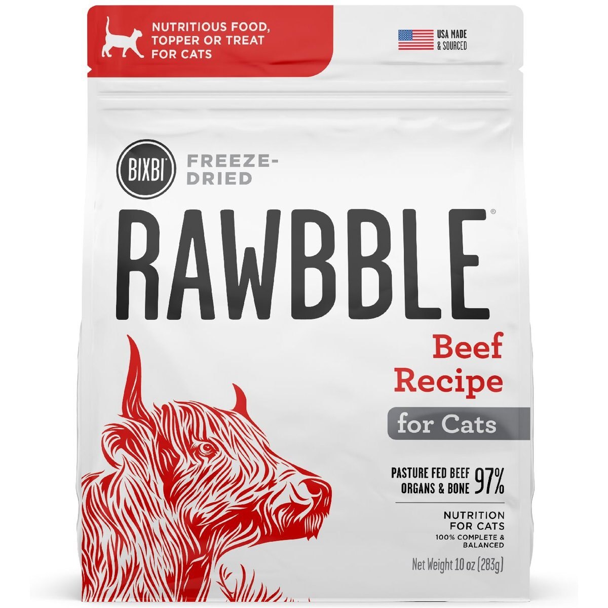 BIXBI RAWBBLE Beef Recipe Grain-Free Freeze-Dried Cat Food, 3.5-oz bag