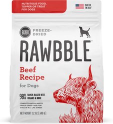 BIXBI Rawbble Beef Recipe Grain-Free Freeze-Dried Dog Food, 12-oz bag