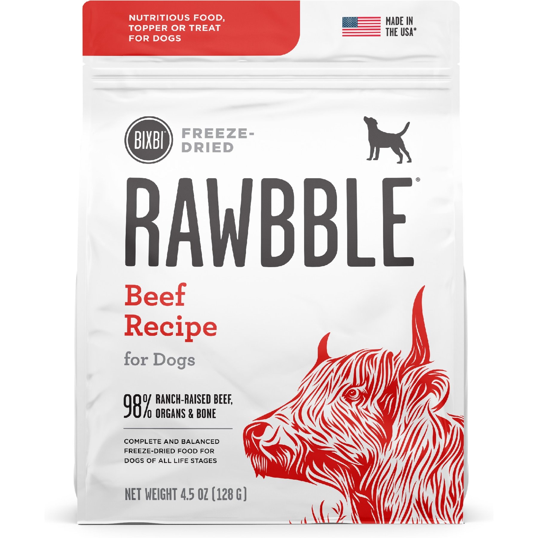 BIXBI BIXBI Rawbble Beef Recipe Grain-Free Freeze-Dried Dog Food, 4.5-oz bag