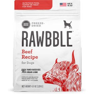 BIXBI Rawbble Beef Recipe Grain-Free Freeze-Dried Dog Food, 4.5-oz bag