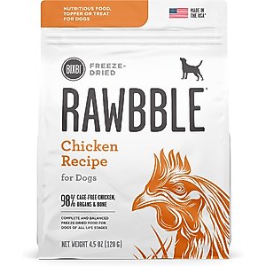 BIXBI Rawbble Chicken Recipe Grain-Free Freeze-Dried Dog Food, 4.5-oz bag