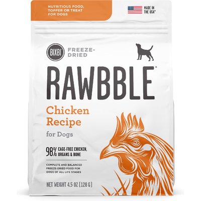 BIXBI BIXBI Rawbble Chicken Recipe Grain-Free Freeze-Dried Dog Food, 4.5-oz bag