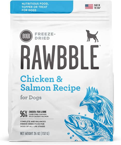 BIXBI Rawbble Chicken & Salmon Recipe Grain-Free Freeze-Dried Dog Food