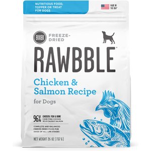 BIXBI Rawbble Chicken & Salmon Recipe Grain-Free Freeze-Dried Dog Food, 26-oz bag