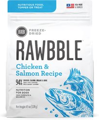BIXBI Rawbble Chicken & Salmon Recipe Grain-Free Freeze-Dried Dog Food, 4.5-oz bag