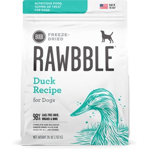 BIXBI Rawbble Duck Recipe Grain-Free Freeze-Dried Dog Food, 26-oz bag