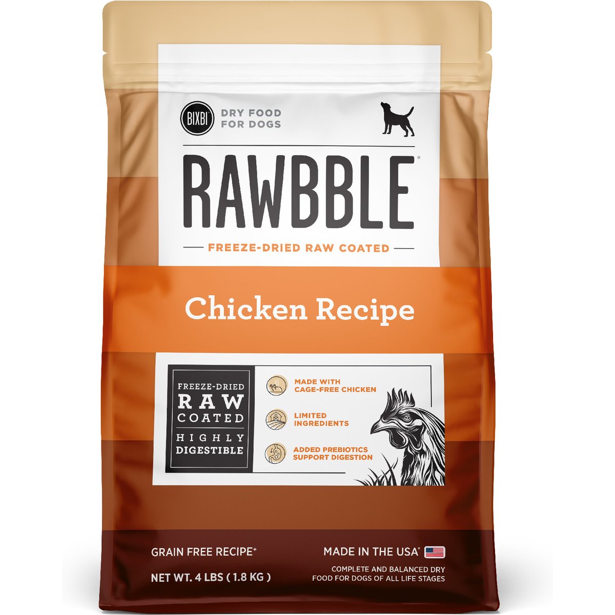 BIXBI RAWBBLE Fresh Chicken Recipe Limited Ingredient Grain-Free Dry Dog Food, 12-lb bundle